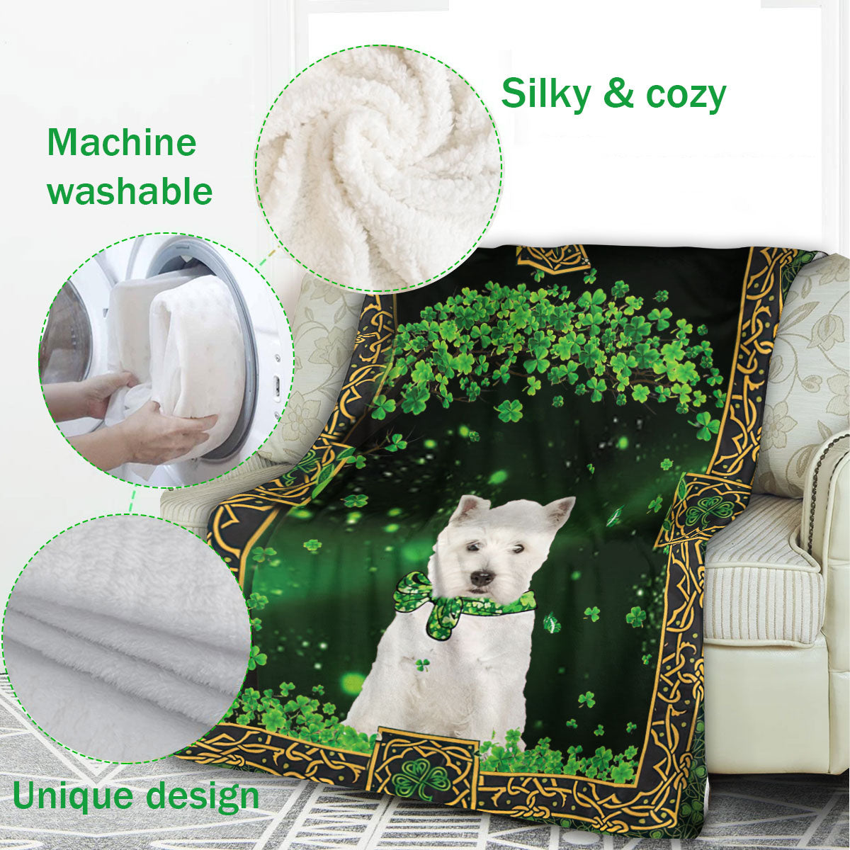 Ohaprints-Fleece-Sherpa-Blanket-West-Highland-White-Terrier-Soft-Throw-Blanket-890-Fleece Blanket