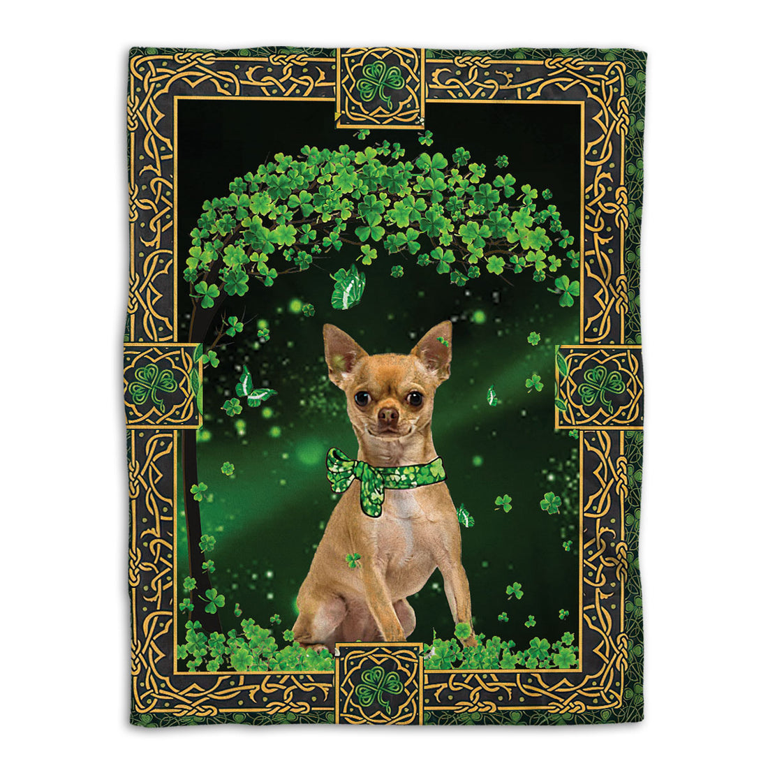 Ohaprints-Fleece-Sherpa-Blanket-Chihuahua-Dog-Green-Tree-Soft-Throw-Blanket-463-Fleece Blanket