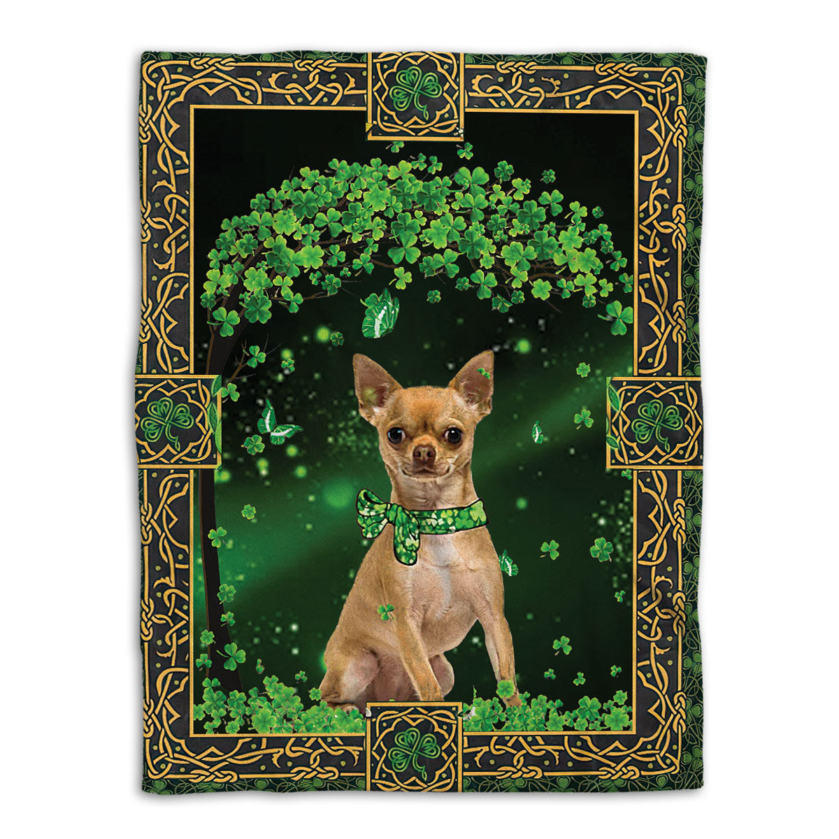 Ohaprints-Fleece-Sherpa-Blanket-Chihuahua-Dog-Green-Tree-Soft-Throw-Blanket-463-Fleece Blanket