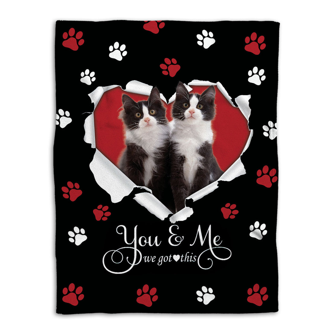 Ohaprints-Fleece-Sherpa-Blanket-Tuxedo-Cat-Cute-Pet-Cat-Lover-Heart-1-Soft-Throw-Blanket-777-Fleece Blanket