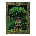 Ohaprints-Fleece-Sherpa-Blanket-Rottweiler-Dog-Green-Tree-Soft-Throw-Blanket-889-Fleece Blanket