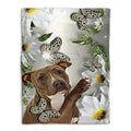 Ohaprints-Fleece-Sherpa-Blanket-Staffordshire-Bull-Terrier-Pitbull-Terrier-Dog-Lover-Daisy-Flower-Butterfly-Soft-Throw-Blanket-457-Fleece Blanket