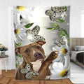 Ohaprints-Fleece-Sherpa-Blanket-Staffordshire-Bull-Terrier-Pitbull-Terrier-Dog-Lover-Daisy-Flower-Butterfly-Soft-Throw-Blanket-457-Sherpa Blanket