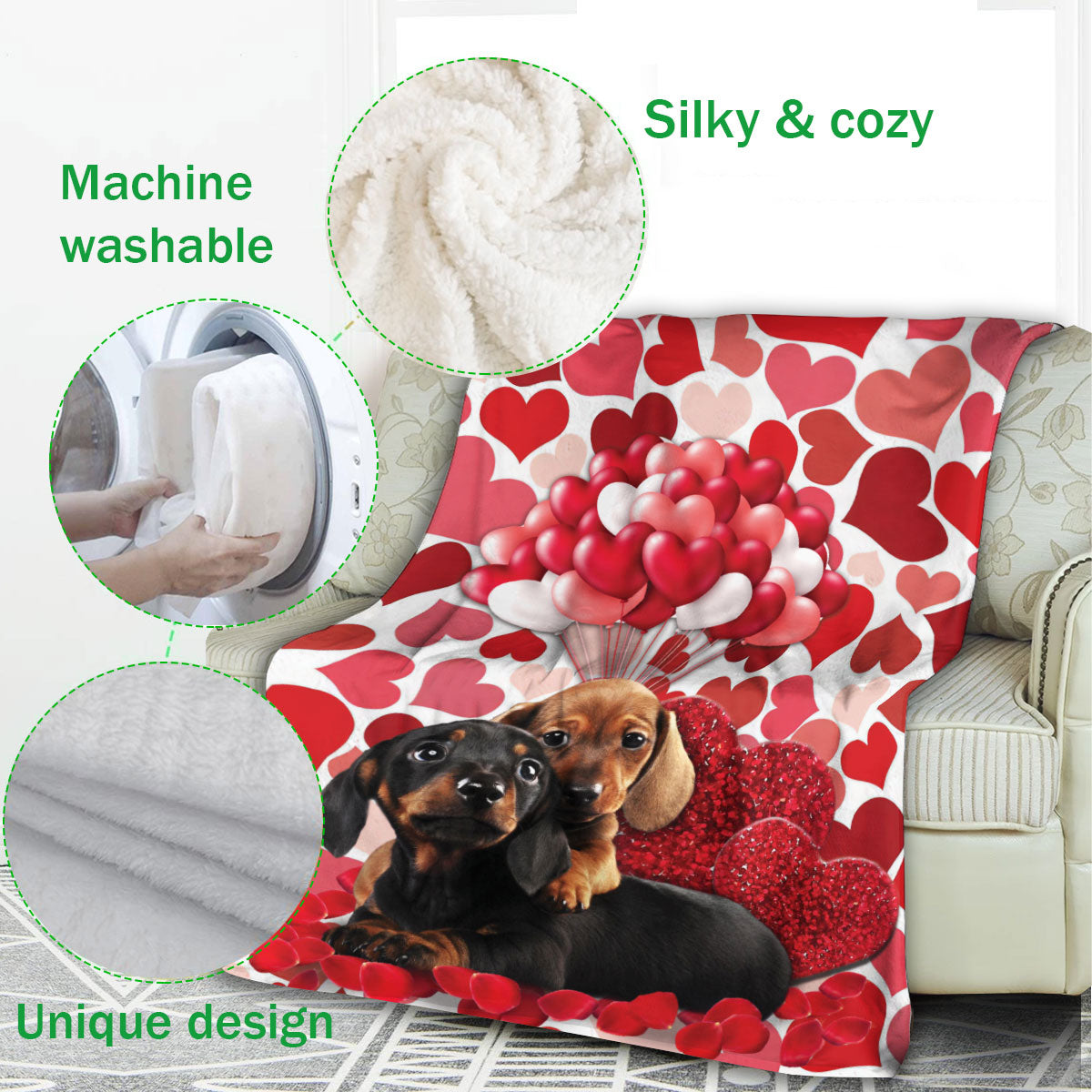 Ohaprints-Fleece-Sherpa-Blanket-Dachshund-Weiner-Doxie-Dog-Lover-Love-Adorable-Soft-Throw-Blanket-807-Fleece Blanket