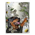 Ohaprints-Fleece-Sherpa-Blanket-Rottweiler-Dog-Lover-Daisy-Flower-Butterflies-Butterfly-Soft-Throw-Blanket-564-Fleece Blanket