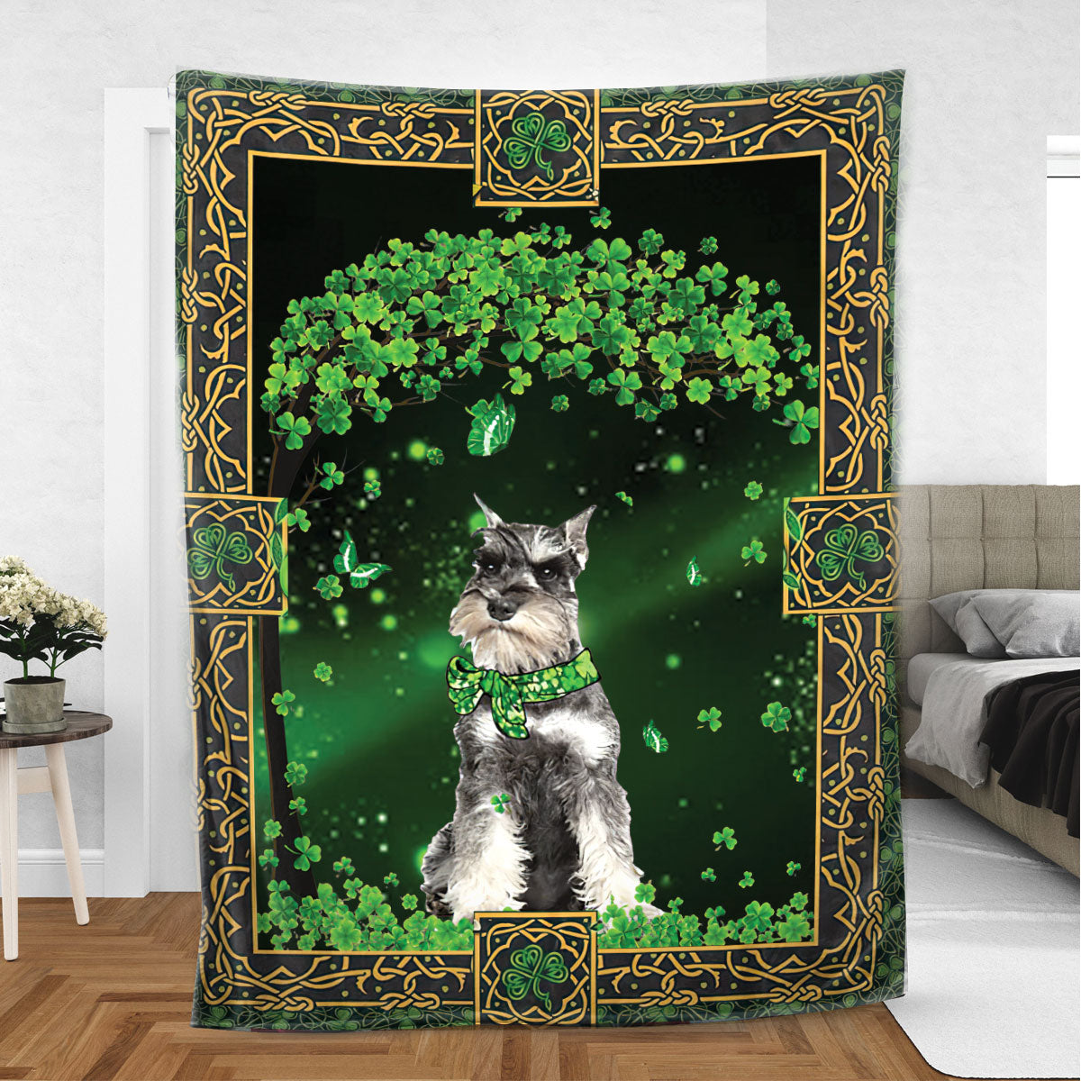 Ohaprints-Fleece-Sherpa-Blanket-Miniature-Schnauzer-Dog-1-Soft-Throw-Blanket-458-Sherpa Blanket