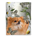 Ohaprints-Fleece-Sherpa-Blanket-Pomeranian-Dog-Lover-Daisy-Flower-Butterflies-Butterfly-Soft-Throw-Blanket-1161-Fleece Blanket