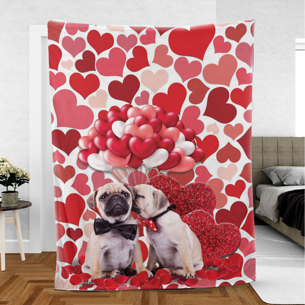 Ohaprints-Fleece-Sherpa-Blanket-Pug-Dog-Lover-Love-Heart-Soft-Throw-Blanket-450-Sherpa Blanket