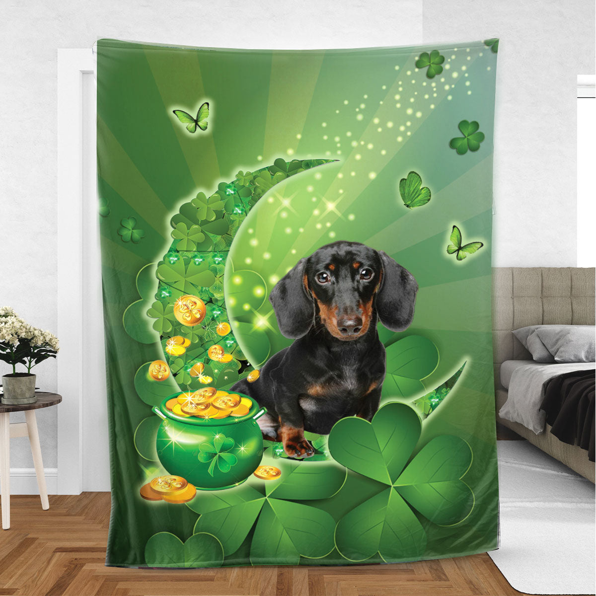 Ohaprints-Fleece-Sherpa-Blanket-Black-&-Tan-Dachshund-Weiners-Soft-Throw-Blanket-856-Sherpa Blanket