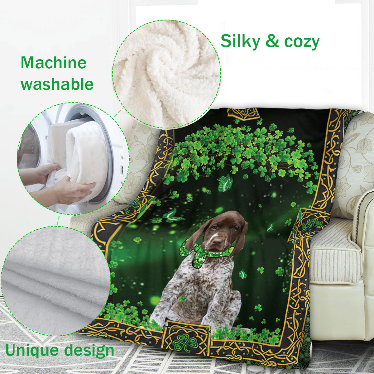 Ohaprints-Fleece-Sherpa-Blanket-German-Shorthaired-Pointer-1-Soft-Throw-Blanket-403-Fleece Blanket