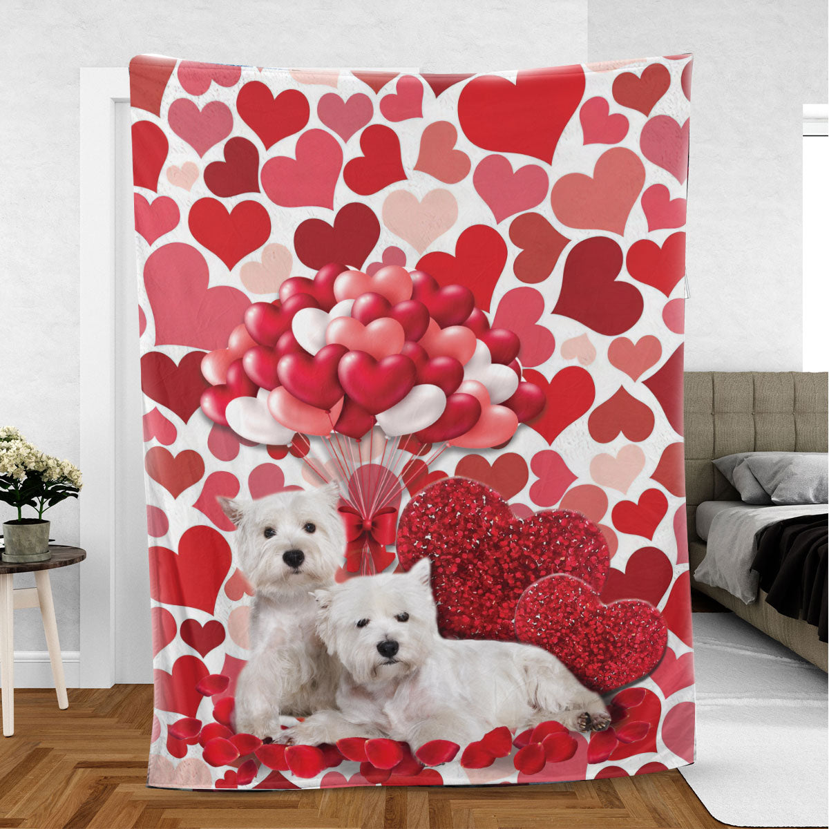 Ohaprints-Fleece-Sherpa-Blanket-West-Highland-Terrier-Westie-Dog-Lover-Love-Heart-Soft-Throw-Blanket-602-Sherpa Blanket