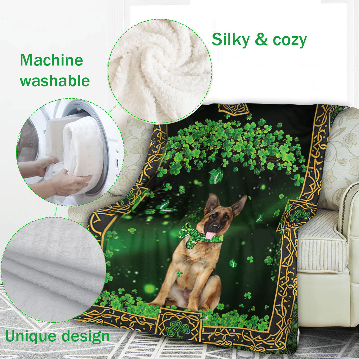 Ohaprints-Fleece-Sherpa-Blanket-German-Shepherd-Dog-Lover-2-Soft-Throw-Blanket-885-Fleece Blanket