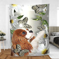 Ohaprints-Fleece-Sherpa-Blanket-Cavalier-King-Charles-Spaniel-Dog-Lover-Daisy-Flower-Butterflies-Butterfly-Soft-Throw-Blanket-410-Sherpa Blanket