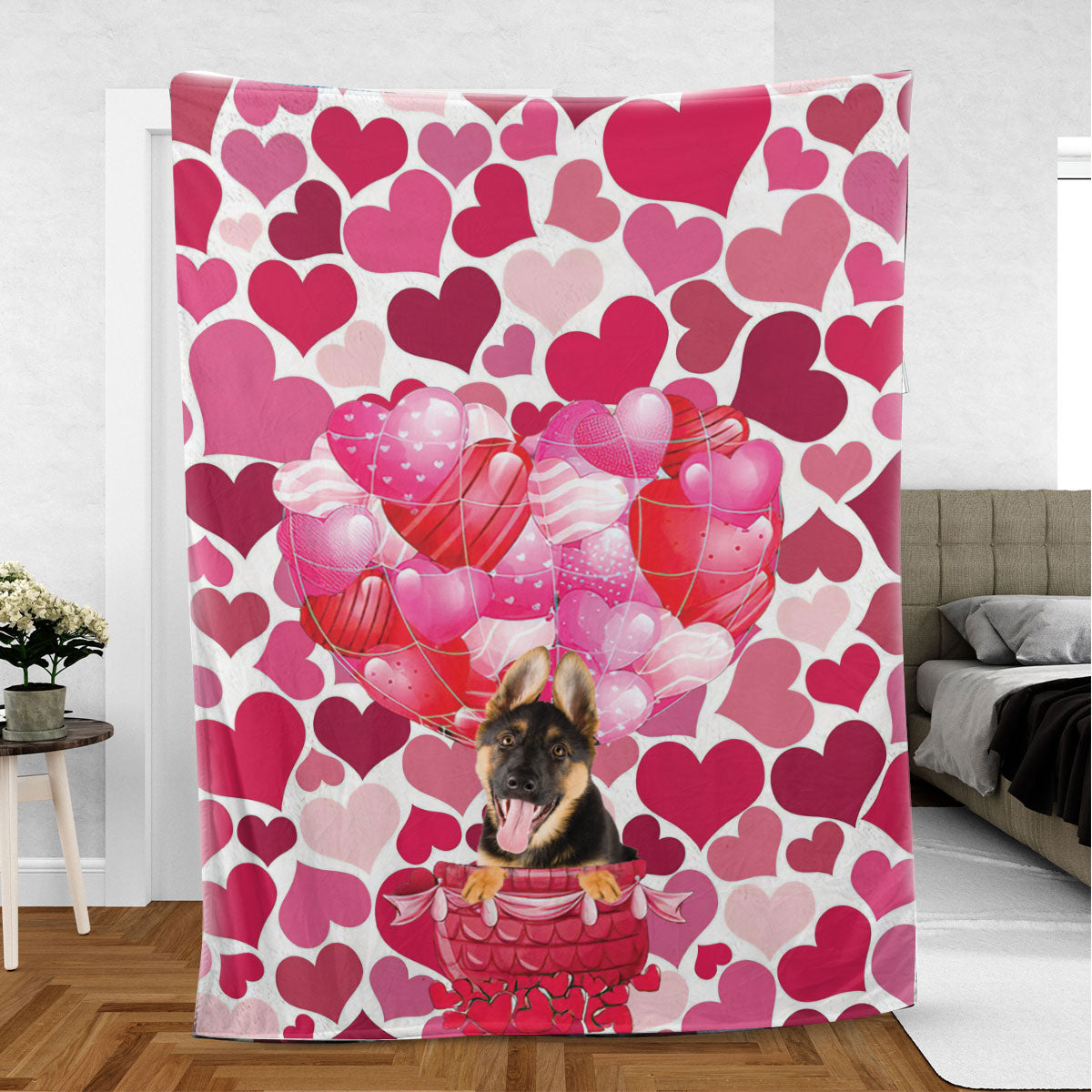 Ohaprints-Fleece-Sherpa-Blanket-German-Shepherd-Dog-Lover-Love-Heart-Soft-Throw-Blanket-803-Sherpa Blanket