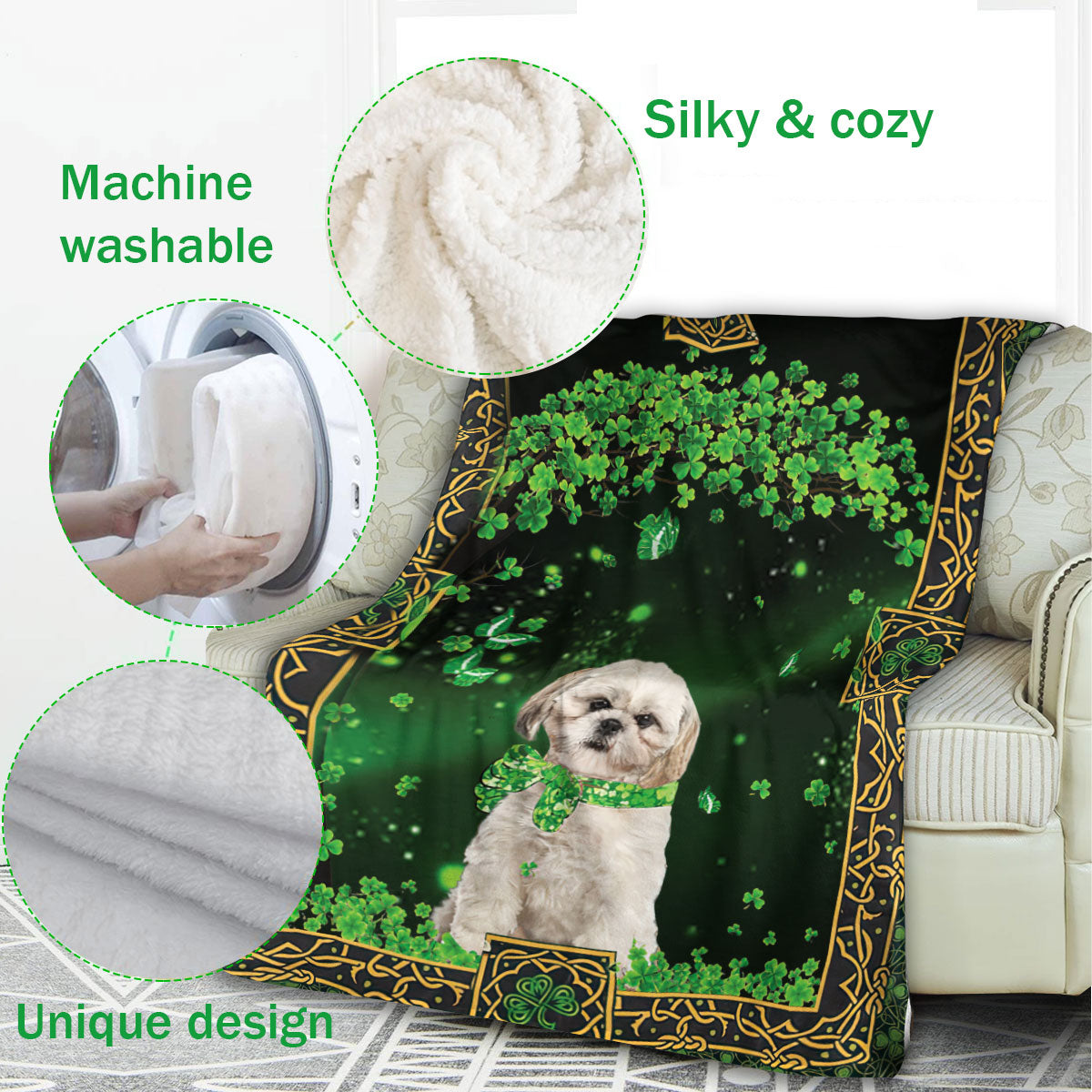 Ohaprints-Fleece-Sherpa-Blanket-Shih-Tzu-Shitzu-Dog-Love-Soft-Throw-Blanket-462-Fleece Blanket