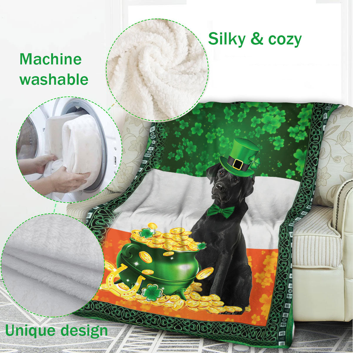 Ohaprints-Fleece-Sherpa-Blanket-Black-Labrador-Retriever-2-Soft-Throw-Blanket-832-Fleece Blanket