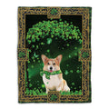 Ohaprints-Fleece-Sherpa-Blanket-Corgi-Dog-Lover-Green-Tree-Soft-Throw-Blanket-536-Fleece Blanket