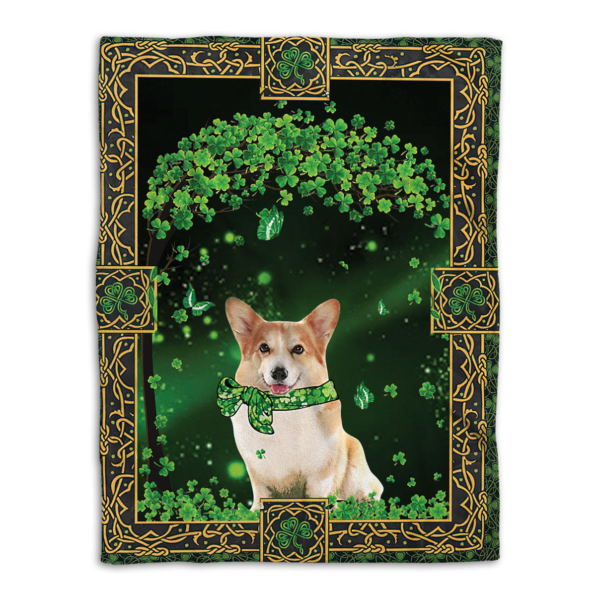 Ohaprints-Fleece-Sherpa-Blanket-Corgi-Dog-Lover-Green-Tree-Soft-Throw-Blanket-536-Fleece Blanket