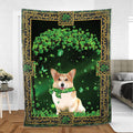 Ohaprints-Fleece-Sherpa-Blanket-Corgi-Dog-Lover-Green-Tree-Soft-Throw-Blanket-536-Sherpa Blanket