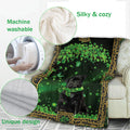 Ohaprints-Fleece-Sherpa-Blanket-Black-Pug-Dog-Lover-Green-Soft-Throw-Blanket-883-Fleece Blanket