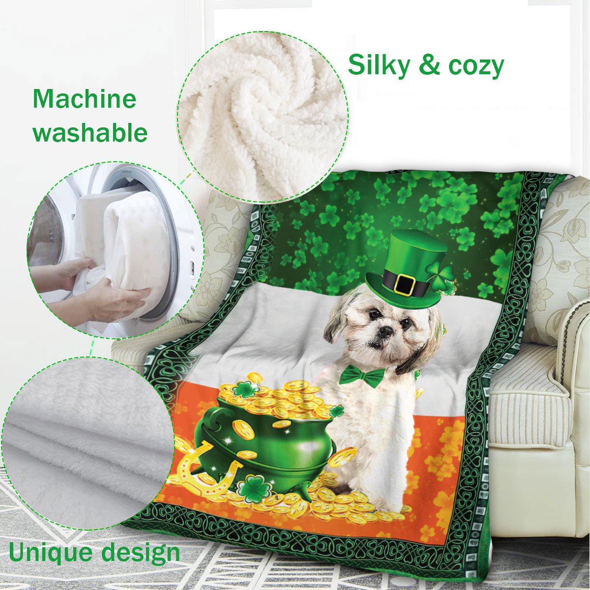 Ohaprints-Fleece-Sherpa-Blanket-Shih-Tzu-Shitzu-Dog-Lover-Soft-Throw-Blanket-460-Fleece Blanket