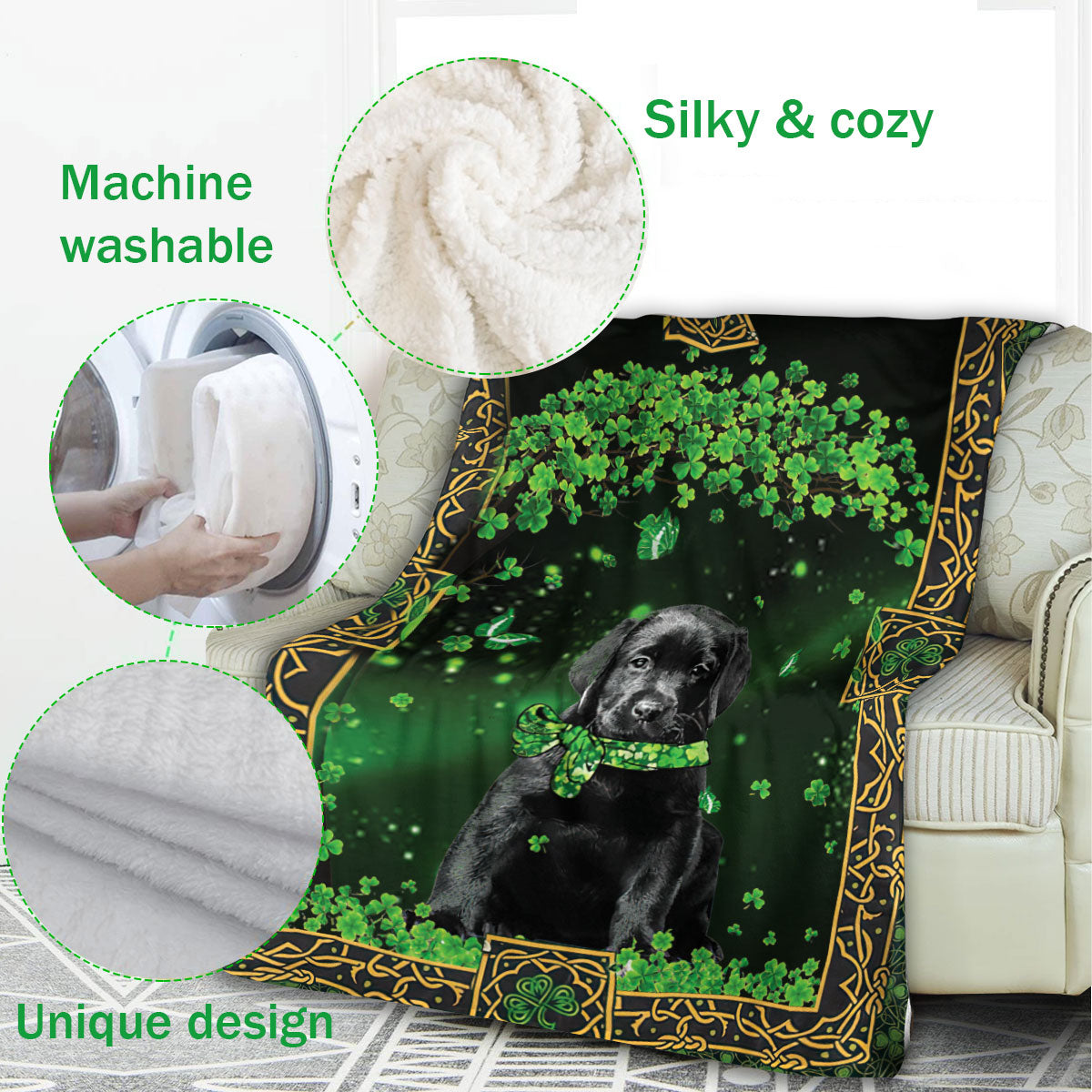 Ohaprints-Fleece-Sherpa-Blanket-Black-Labrador-Retriever-Dog-Soft-Throw-Blanket-881-Fleece Blanket