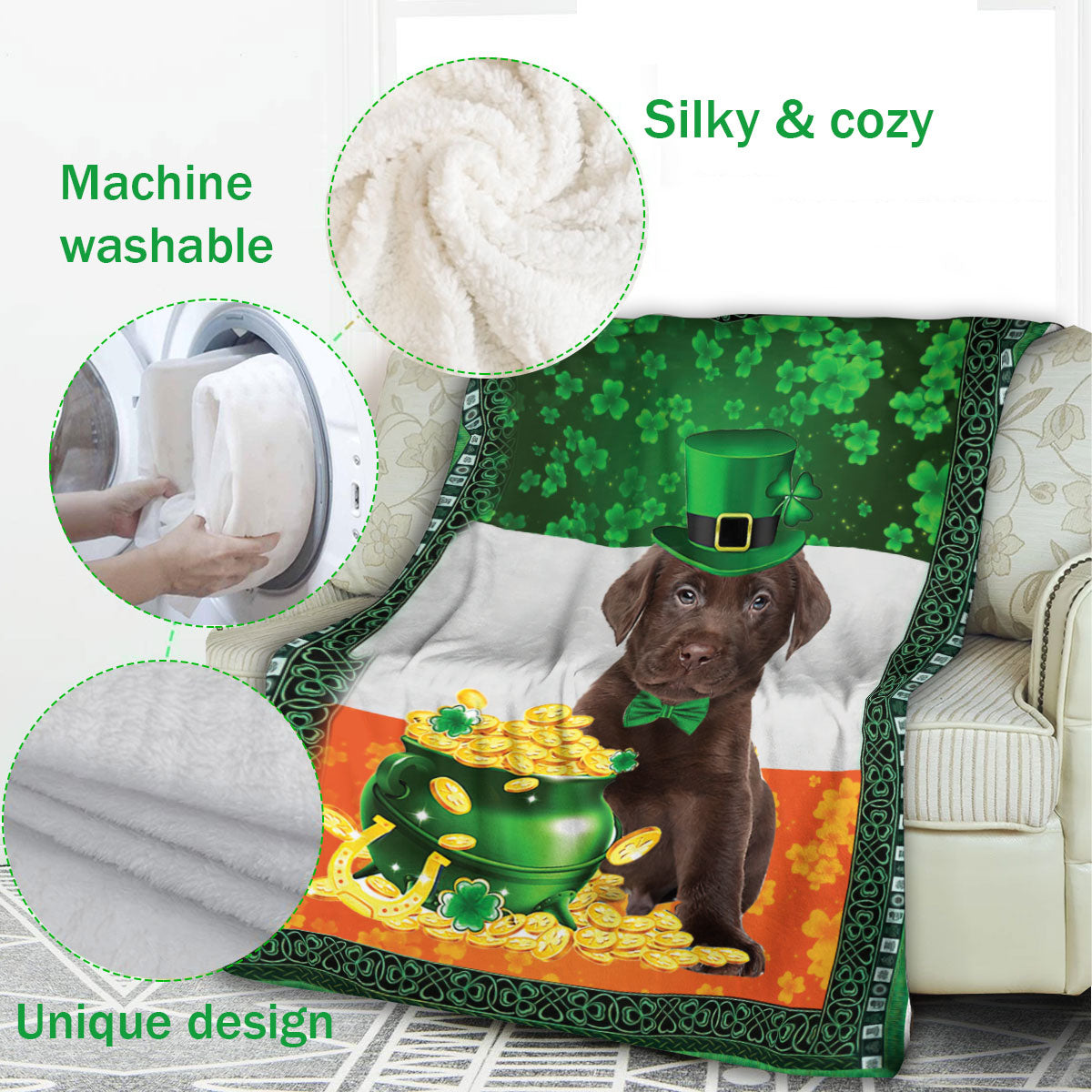 Ohaprints-Fleece-Sherpa-Blanket-Chocolate-Labrador-Retriever-Soft-Throw-Blanket-829-Fleece Blanket