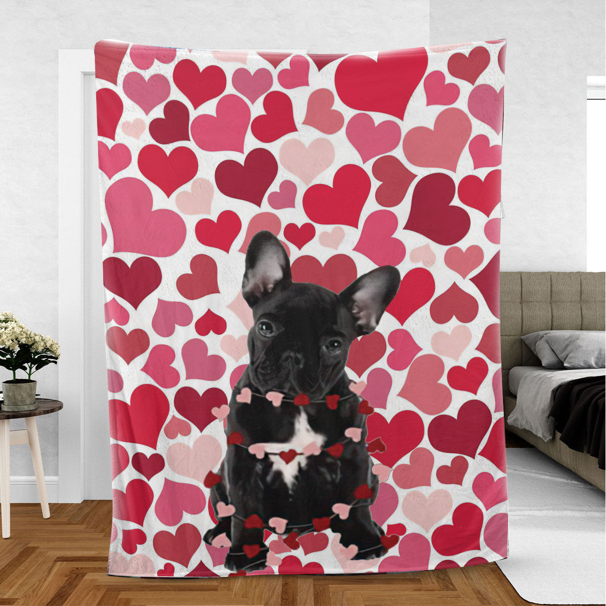 Ohaprints-Fleece-Sherpa-Blanket-Frenchie-French-Bulldog-Dog-Lover-Love-Heart-Soft-Throw-Blanket-454-Sherpa Blanket