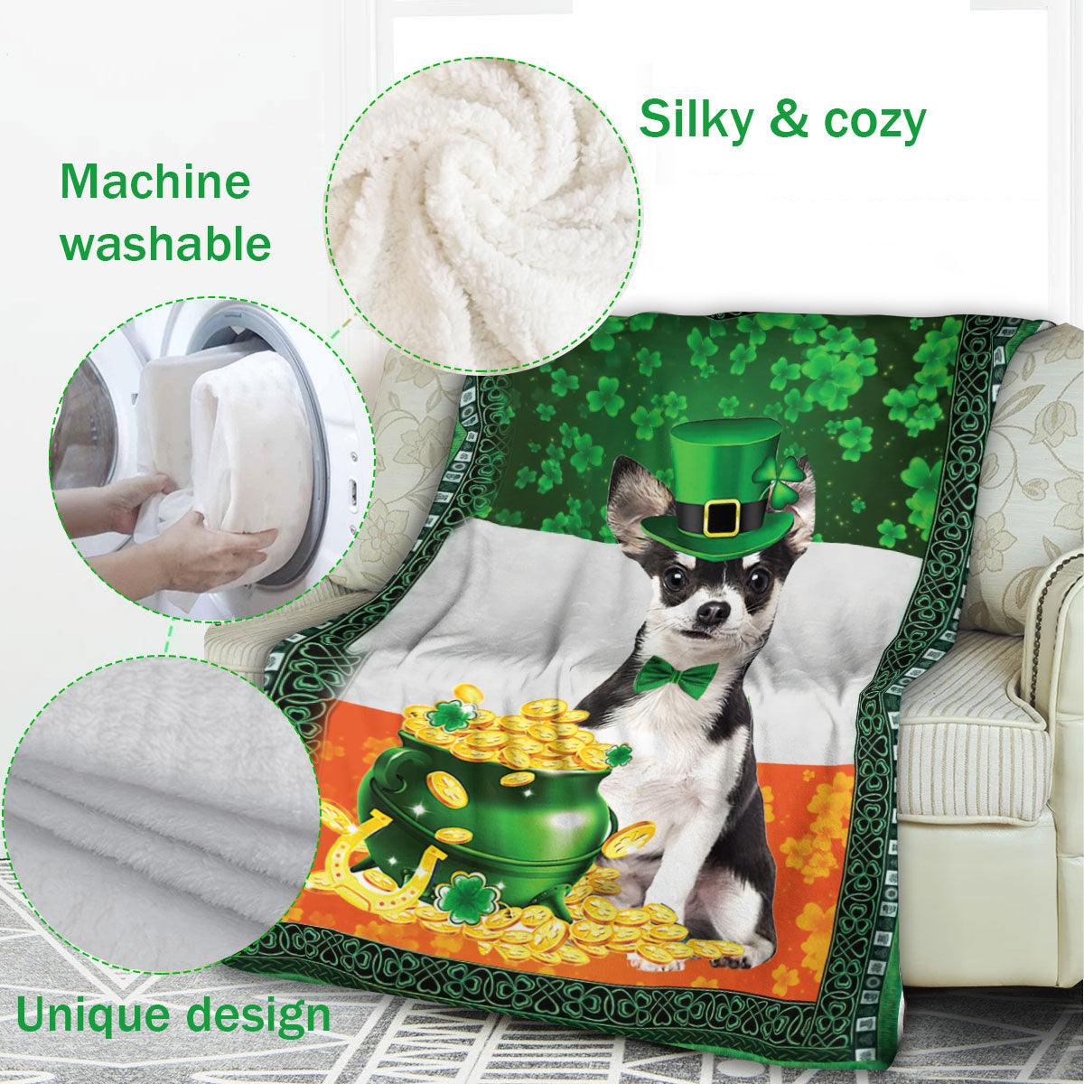 Ohaprints-Fleece-Sherpa-Blanket-Chihuahua-Dog-Lover-Soft-Throw-Blanket-828-Fleece Blanket