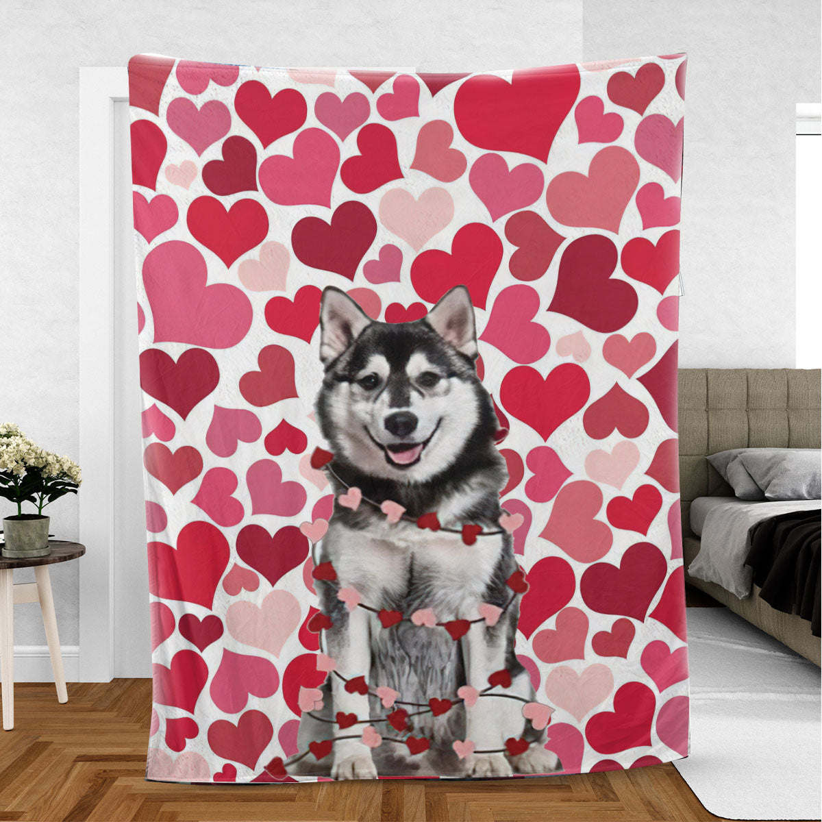 Ohaprints-Fleece-Sherpa-Blanket-Siberian-Husky-Dog-Lover-Love-Heart-5-Soft-Throw-Blanket-797-Sherpa Blanket