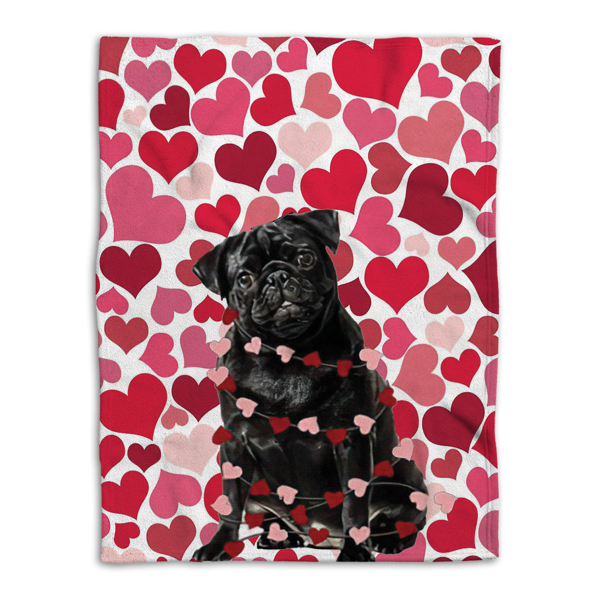 Ohaprints-Fleece-Sherpa-Blanket-Black-Pug-Dog-Lover-Love-Heart-5-Soft-Throw-Blanket-572-Fleece Blanket