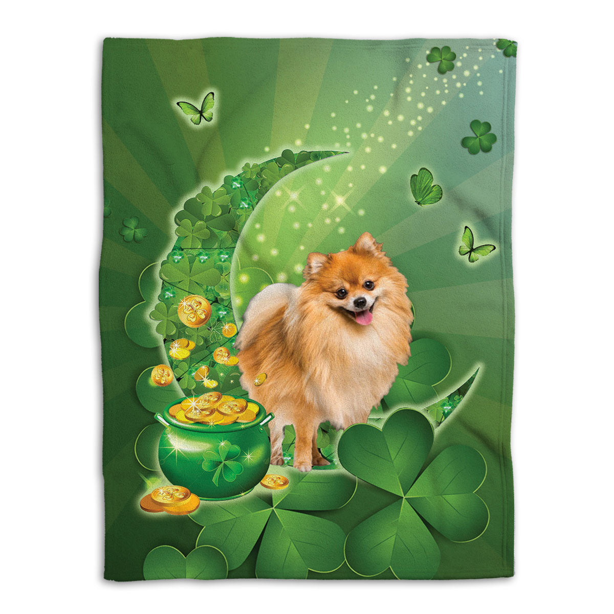 Ohaprints-Fleece-Sherpa-Blanket-Pomeranian-Dog-Lover-Moon-Soft-Throw-Blanket-446-Fleece Blanket