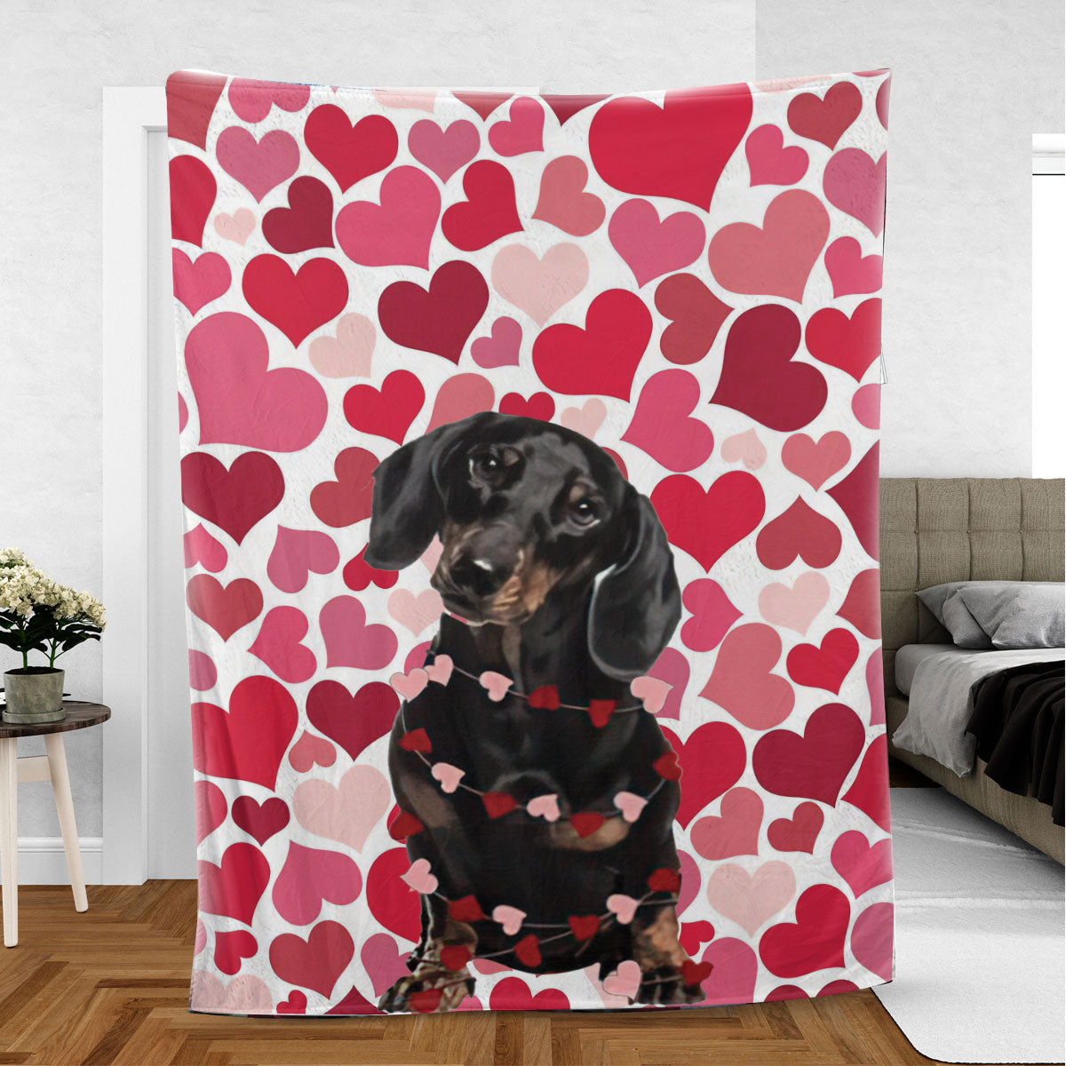 Ohaprints-Fleece-Sherpa-Blanket-Dachshund-Weiner-Doxie-Lover-Love-Adorable-Heart-Soft-Throw-Blanket-796-Sherpa Blanket