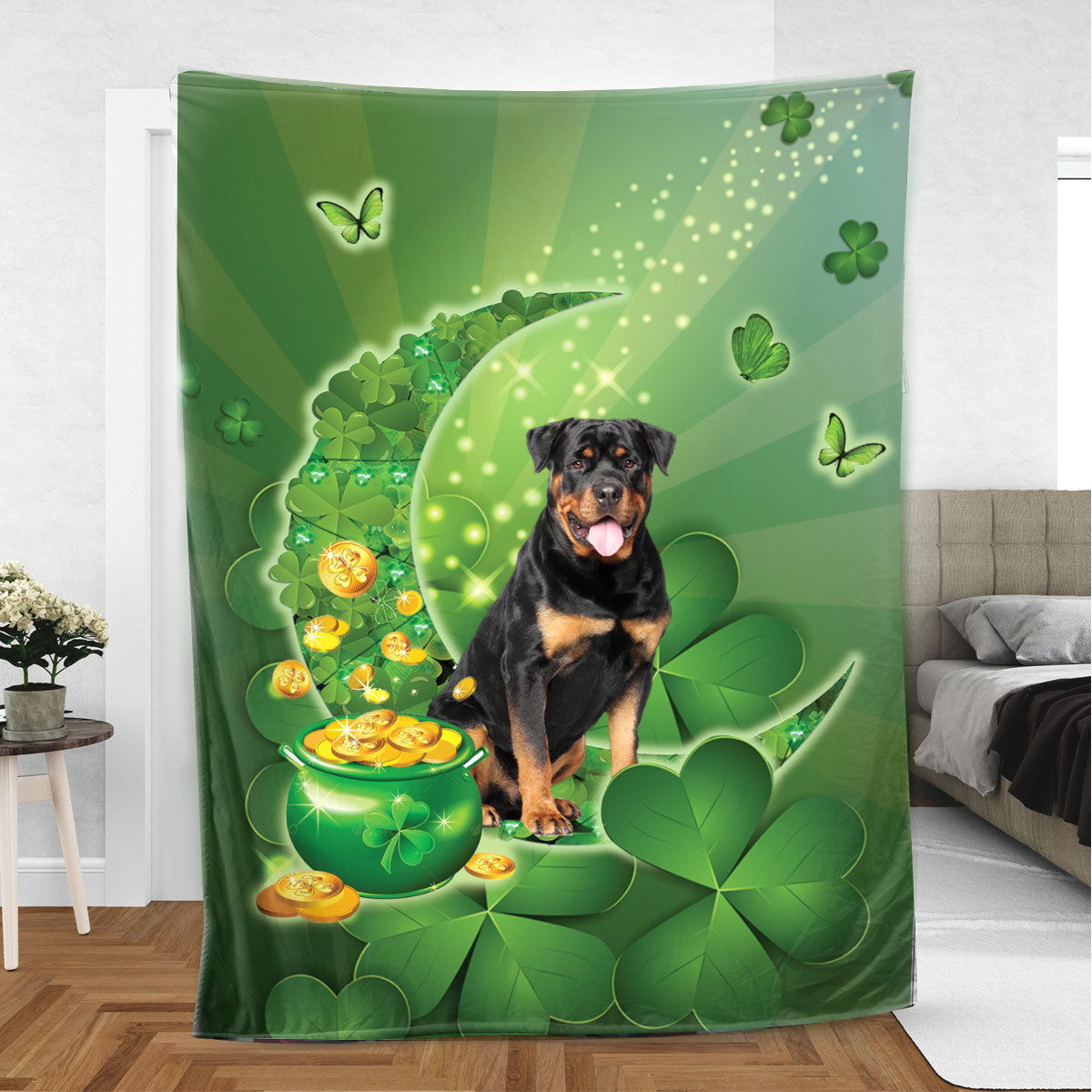 Ohaprints-Fleece-Sherpa-Blanket-Rottweiler-Dog-Soft-Throw-Blanket-846-Sherpa Blanket