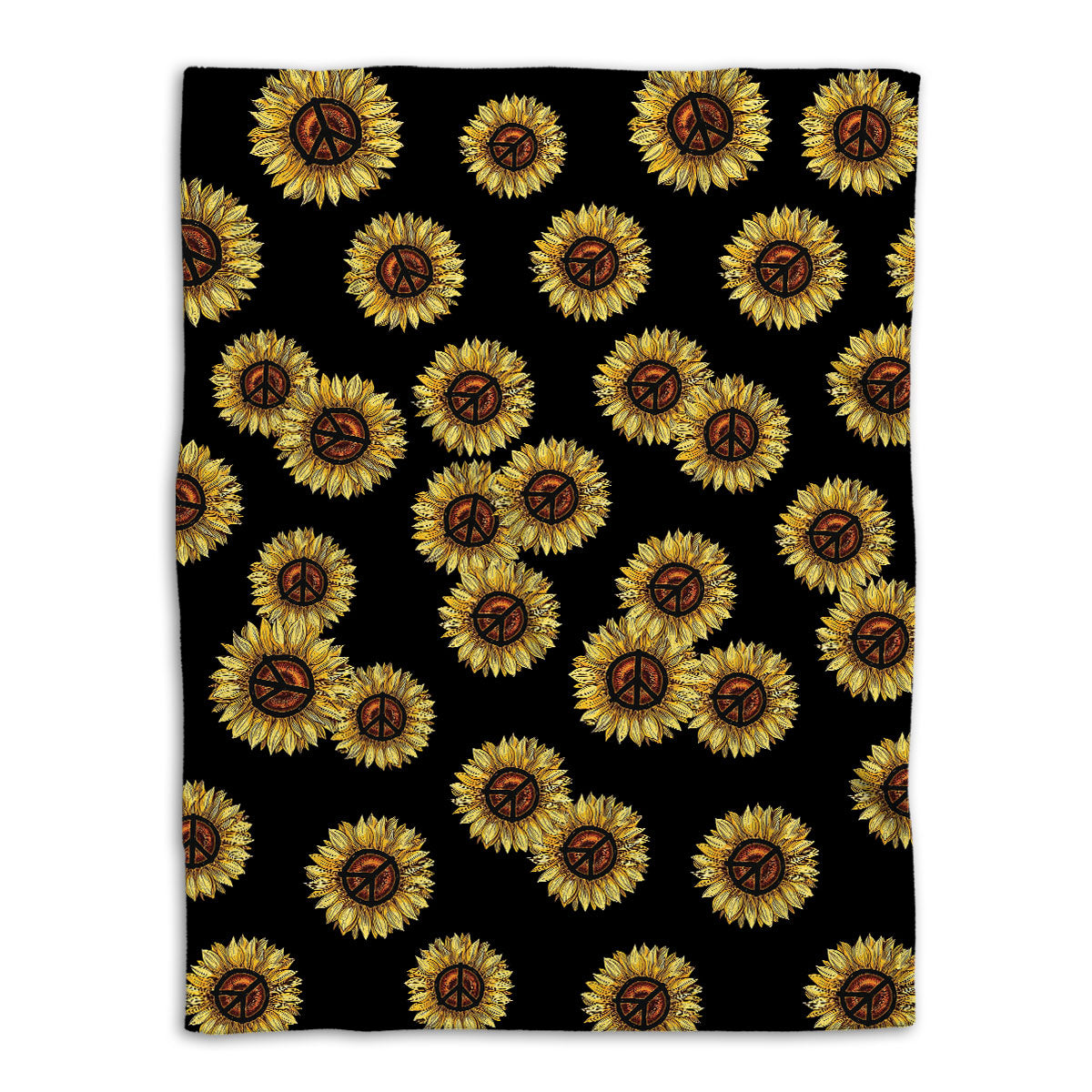 Ohaprints-Fleece-Sherpa-Blanket-Sunflower-Hippie-Peace-Sign-Lover-Gift-Soft-Throw-Blanket-877-Fleece Blanket