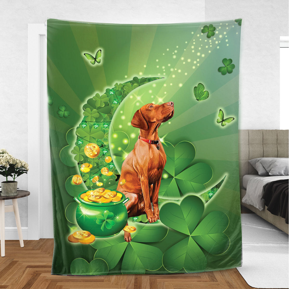 Ohaprints-Fleece-Sherpa-Blanket-Vizsla-Dog-Lover-Moon-Soft-Throw-Blanket-452-Sherpa Blanket