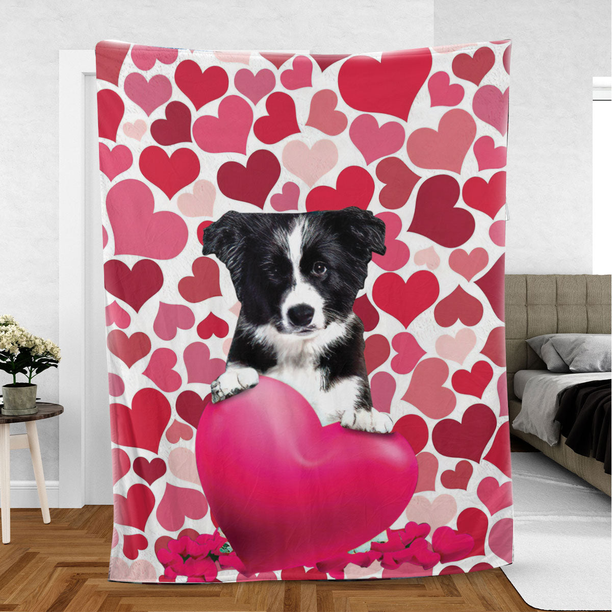 Ohaprints-Fleece-Sherpa-Blanket-Border-Collie-Dog-Lover-Love-Heart-Soft-Throw-Blanket-788-Sherpa Blanket