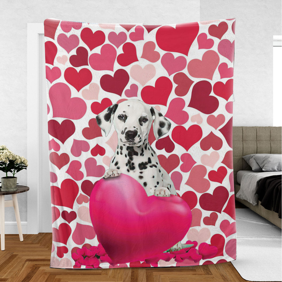 Ohaprints-Fleece-Sherpa-Blanket-Dalmatian-Dog-Lover-Love-Heart-Soft-Throw-Blanket-787-Sherpa Blanket