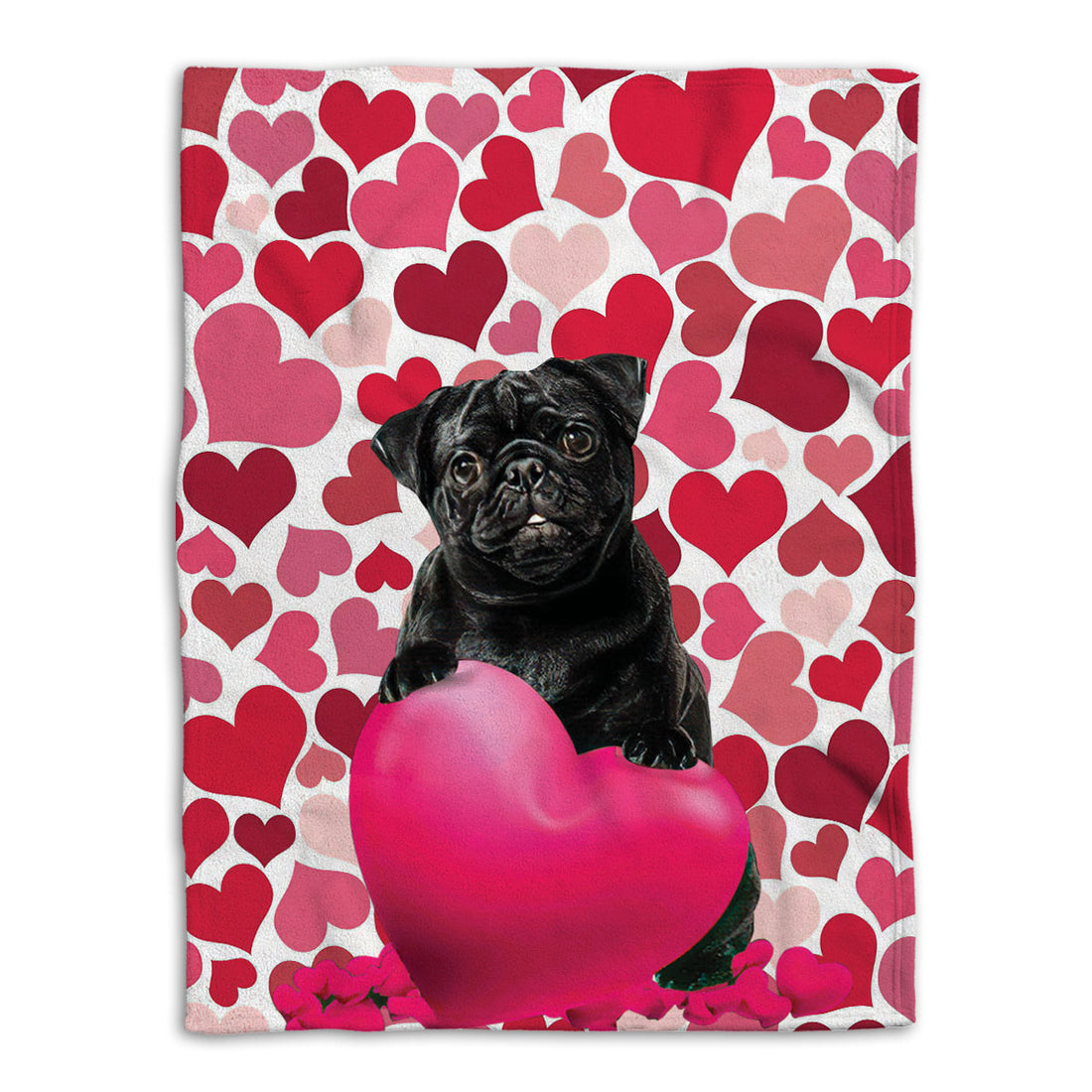 Ohaprints-Fleece-Sherpa-Blanket-Black-Pug-Dog-Lover-Love-Heart-4-Soft-Throw-Blanket-786-Fleece Blanket