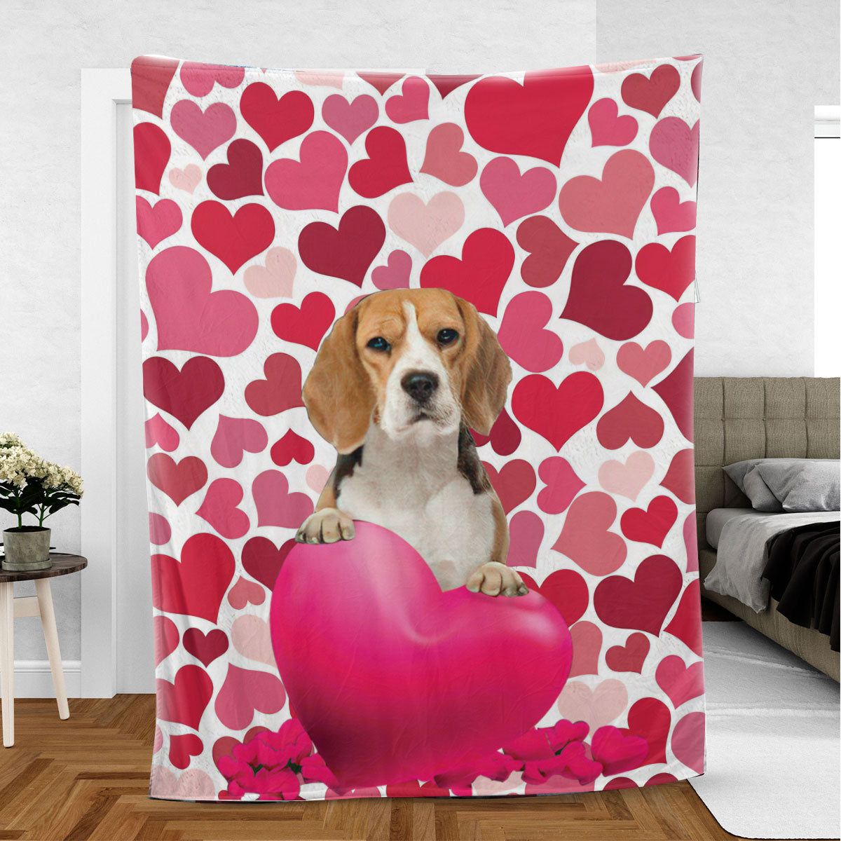 Ohaprints-Fleece-Sherpa-Blanket-Beagle-Dog-Lover-Love-Heart-2-Soft-Throw-Blanket-554-Sherpa Blanket