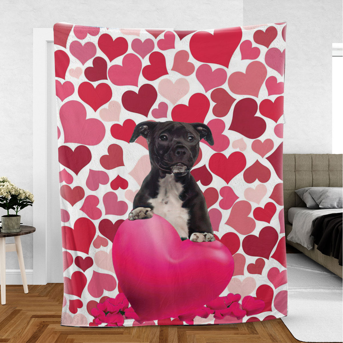 Ohaprints-Fleece-Sherpa-Blanket-Staffordshire-Bull-Terrier-Pitbull-Terrier-Lover-Soft-Throw-Blanket-390-Sherpa Blanket