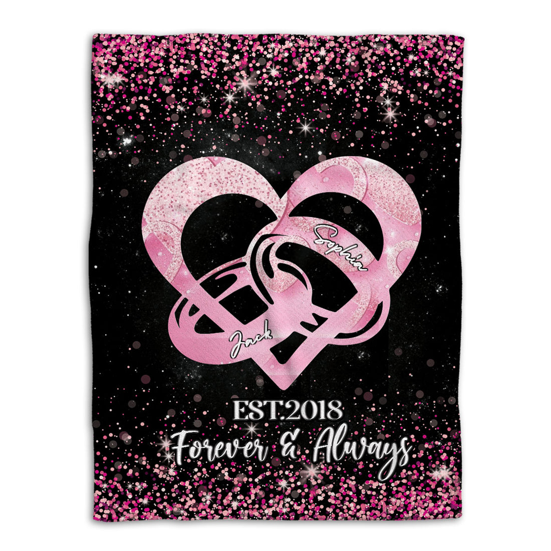 Ohaprints-Fleece-Sherpa-Blanket-Wedding-Anniversary-Pink-Custom-Personalized-Name-Year-Soft-Throw-Blanket-775-Fleece Blanket