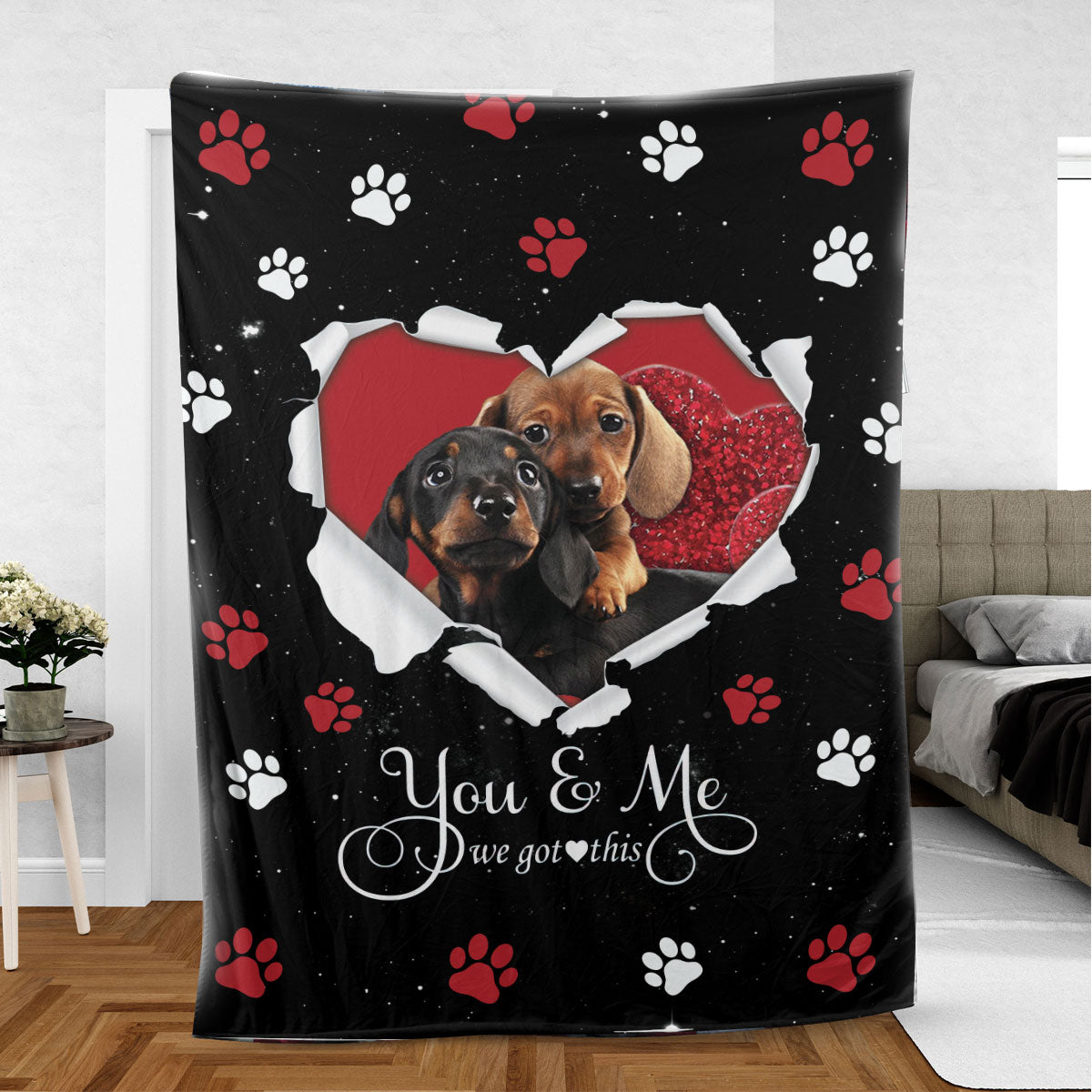 Ohaprints-Fleece-Sherpa-Blanket-Dachshund-Weiner-Doxie-Dog-Lover-Adorable-Black-Soft-Throw-Blanket-771-Sherpa Blanket