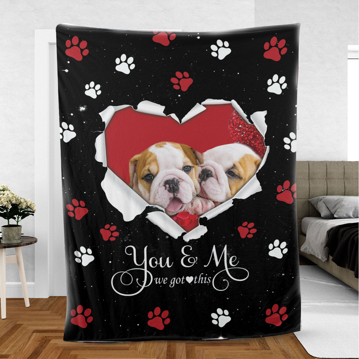 Ohaprints-Fleece-Sherpa-Blanket-English-Bull-Bulldog-Dog-Lover-Love-Heart-3-Soft-Throw-Blanket-519-Sherpa Blanket