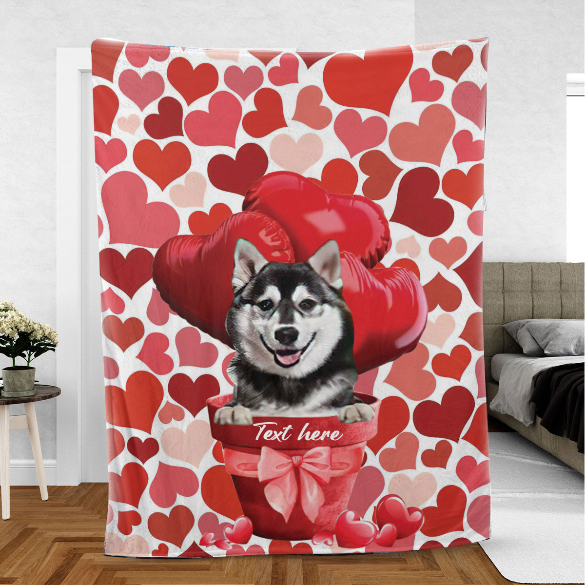 Ohaprints-Fleece-Sherpa-Blanket-Siberian-Husky-Dog-Lover-Custom-Personalized-Name-Soft-Throw-Blanket-779-Sherpa Blanket