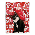 Ohaprints-Fleece-Sherpa-Blanket-Tuxedo-Black-And-White-Cat-Lover-Love-Heart-Soft-Throw-Blanket-402-Fleece Blanket