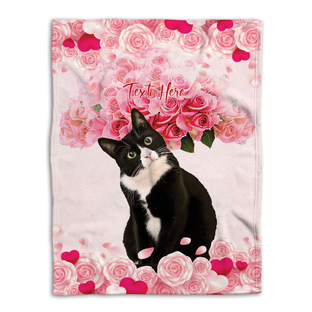 Ohaprints-Fleece-Sherpa-Blanket-Tuxedo-Cat-Cute-Pet-Cat-Custom-Personalized-Name-Soft-Throw-Blanket-603-Fleece Blanket