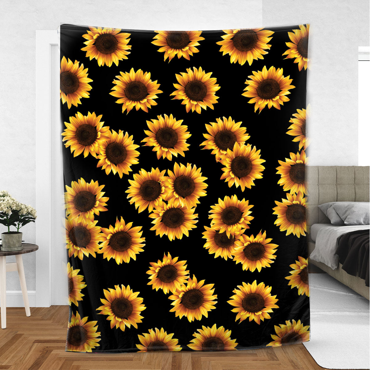 Ohaprints-Fleece-Sherpa-Blanket-Sunflower-Lover-Gift-Soft-Throw-Blanket-873-Sherpa Blanket