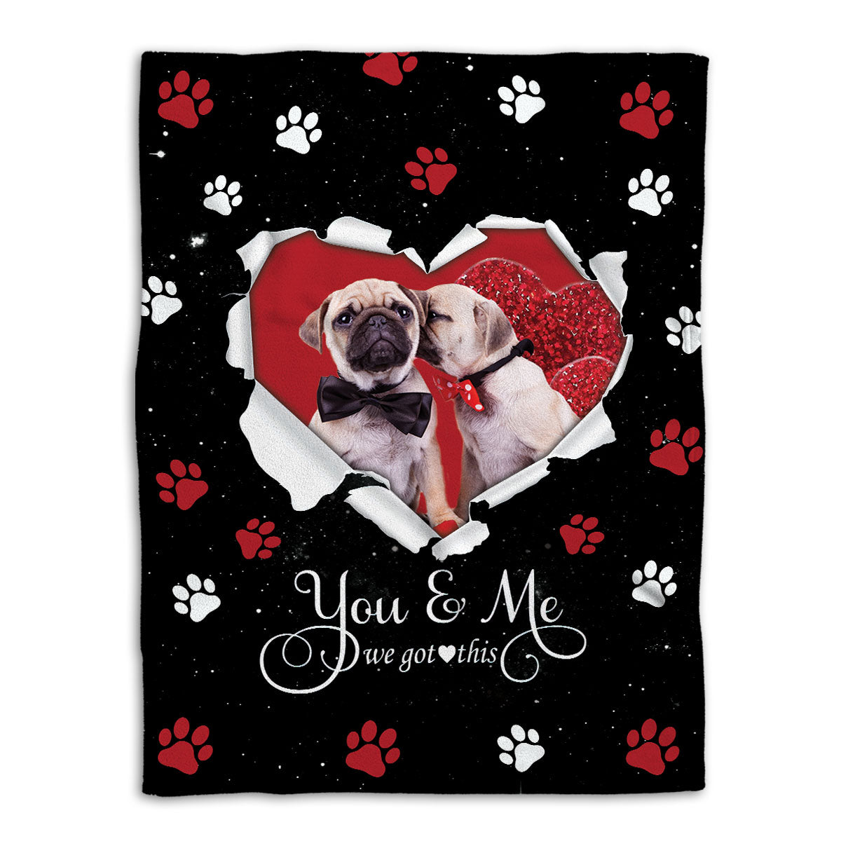 Ohaprints-Fleece-Sherpa-Blanket-Pug-Dog-Lover-Love-Heart-2-Soft-Throw-Blanket-769-Fleece Blanket