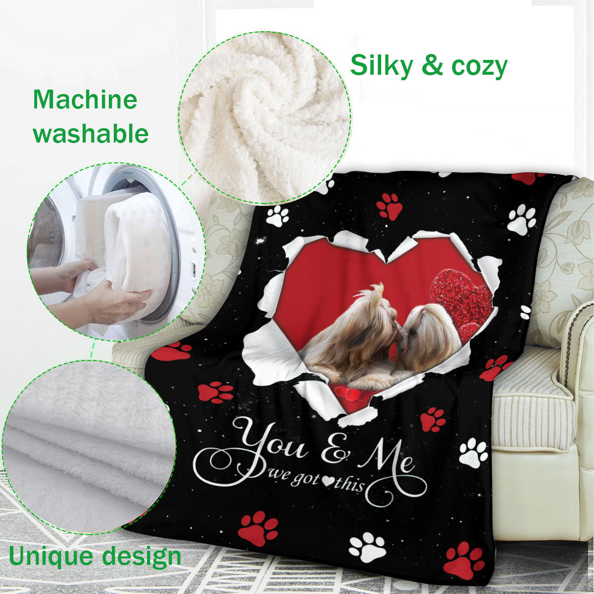 Ohaprints-Fleece-Sherpa-Blanket-Shih-Tzu-Shitzu-Dog-Lover-Love-Heart-3-Soft-Throw-Blanket-416-Fleece Blanket